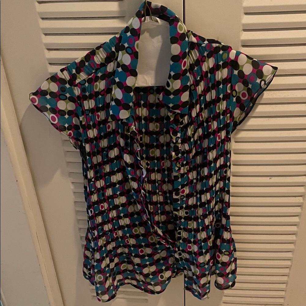 Alison Taylor Multicolor Polka Dot Short Sleeve Blouse